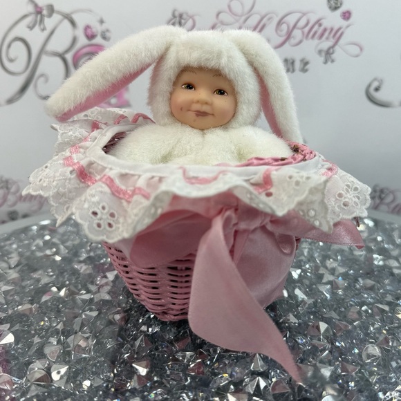 Pink Rabbit Hood Anne Geddes | Accents | Anne Geddes Bunny Hooded Baby Doll In Pink ...